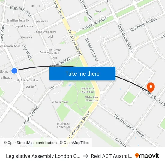 Legislative Assembly London Cct to Reid ACT Australia map