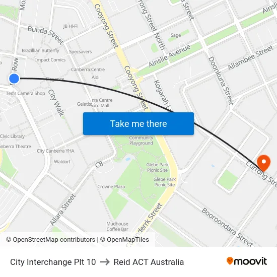 City Interchange Plt 10 to Reid ACT Australia map