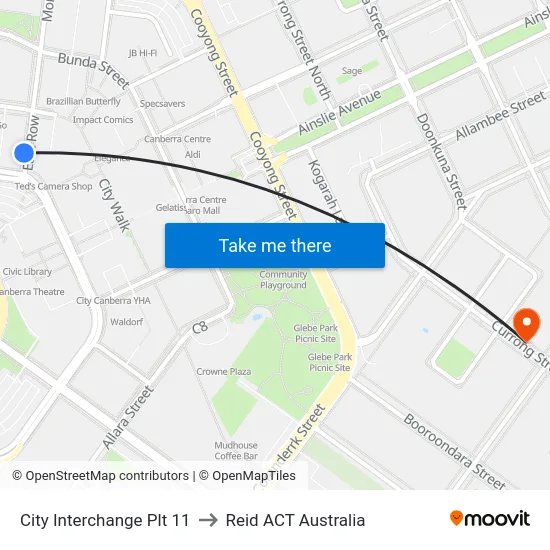 City Interchange Plt 11 to Reid ACT Australia map