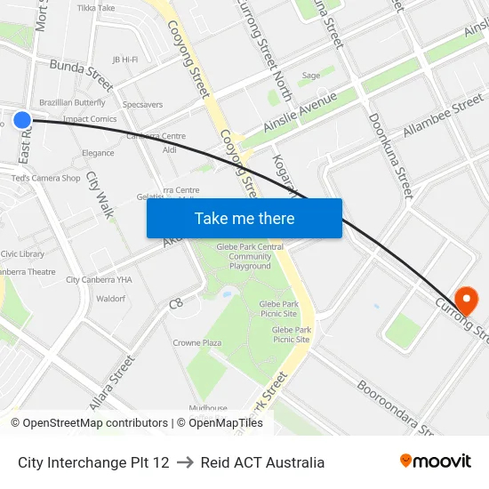City Interchange Plt 12 to Reid ACT Australia map