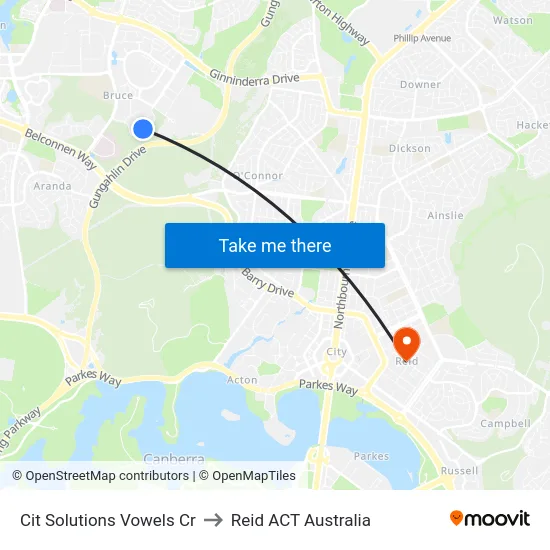 Cit Solutions Vowels Cr to Reid ACT Australia map