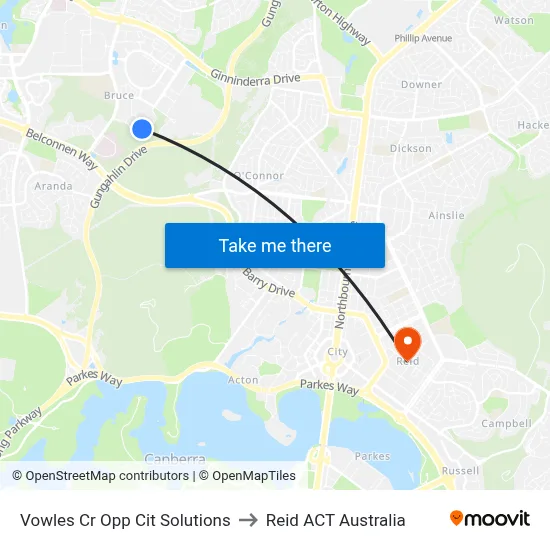 Vowles Cr Opp Cit Solutions to Reid ACT Australia map