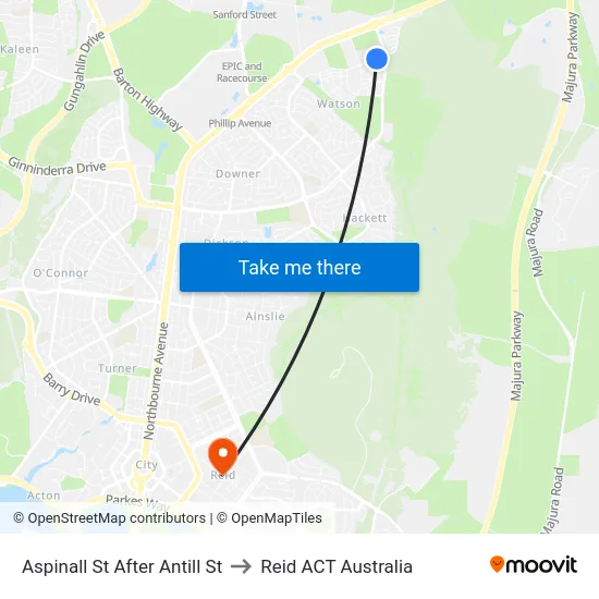 Aspinall St After Antill St to Reid ACT Australia map