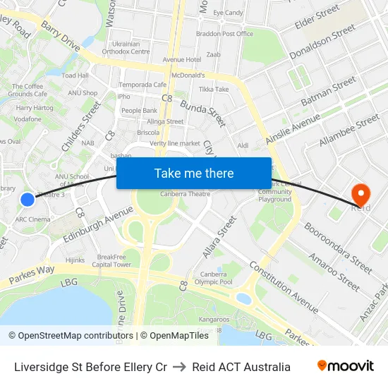 Liversidge St Before Ellery Cr to Reid ACT Australia map