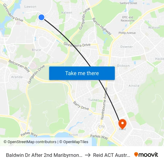 Baldwin Dr After 2nd Maribyrnong Av to Reid ACT Australia map