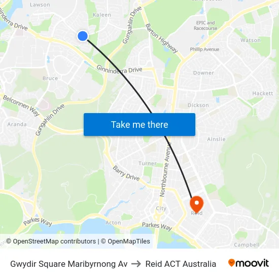 Gwydir Square Maribyrnong Av to Reid ACT Australia map