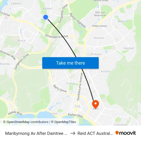 Maribyrnong Av After Daintree Cr to Reid ACT Australia map