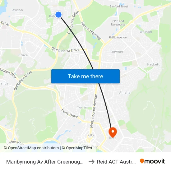Maribyrnong Av After Greenough Cct to Reid ACT Australia map