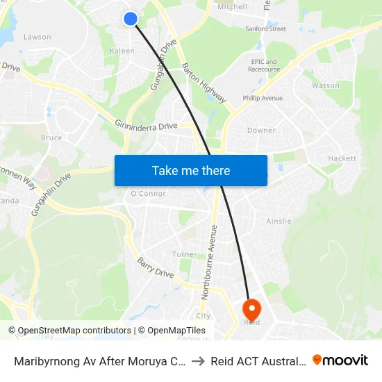 Maribyrnong Av After Moruya Cct to Reid ACT Australia map