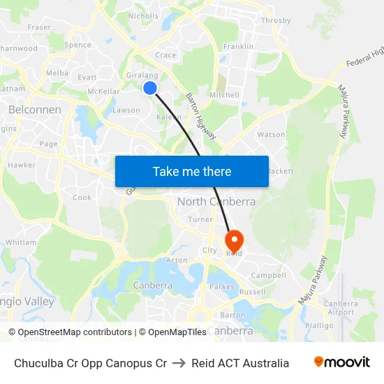 Chuculba Cr Opp Canopus Cr to Reid ACT Australia map