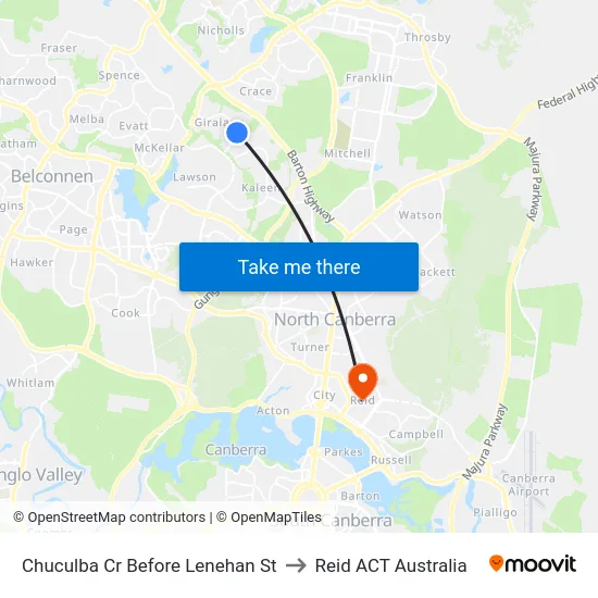 Chuculba Cr Before Lenehan St to Reid ACT Australia map