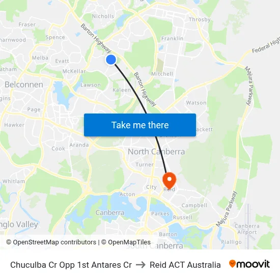 Chuculba Cr Opp 1st Antares Cr to Reid ACT Australia map