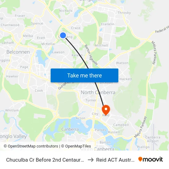 Chuculba Cr Before 2nd Centaurus St to Reid ACT Australia map