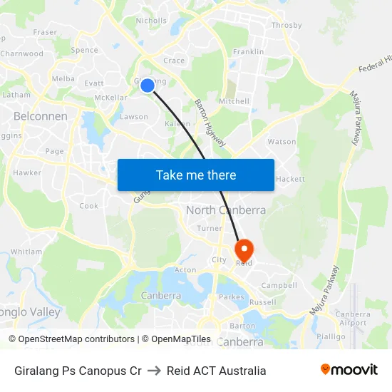 Giralang Ps Canopus Cr to Reid ACT Australia map