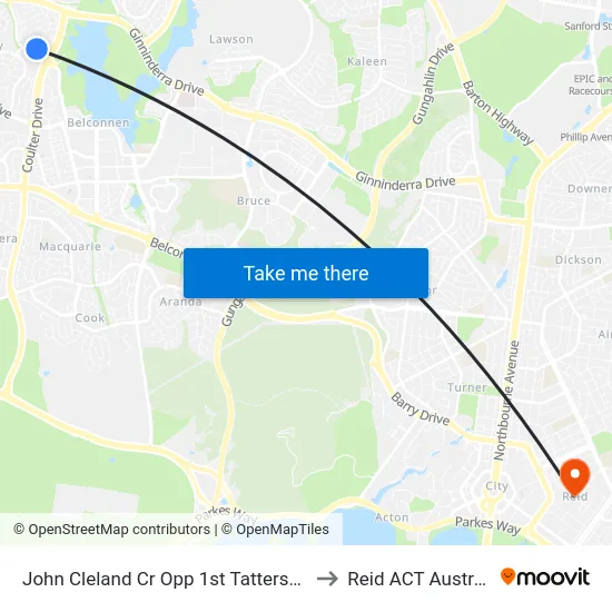 John Cleland Cr Opp 1st Tattersall Cr to Reid ACT Australia map
