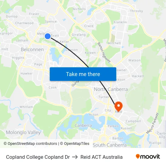 Copland College Copland Dr to Reid ACT Australia map