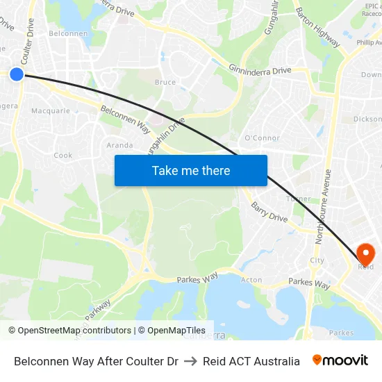Belconnen Way After Coulter Dr to Reid ACT Australia map