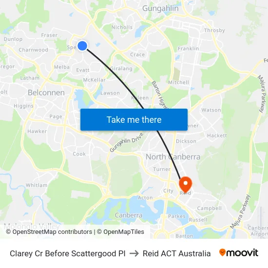 Clarey Cr Before Scattergood Pl to Reid ACT Australia map