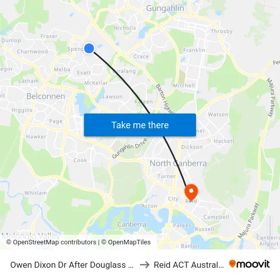 Owen Dixon Dr After Douglass St to Reid ACT Australia map