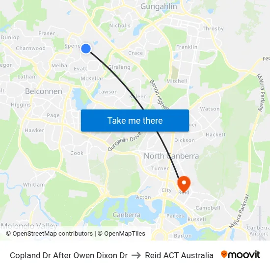 Copland Dr After Owen Dixon Dr to Reid ACT Australia map