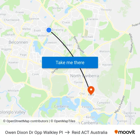 Owen Dixon Dr Opp Walkley Pl to Reid ACT Australia map
