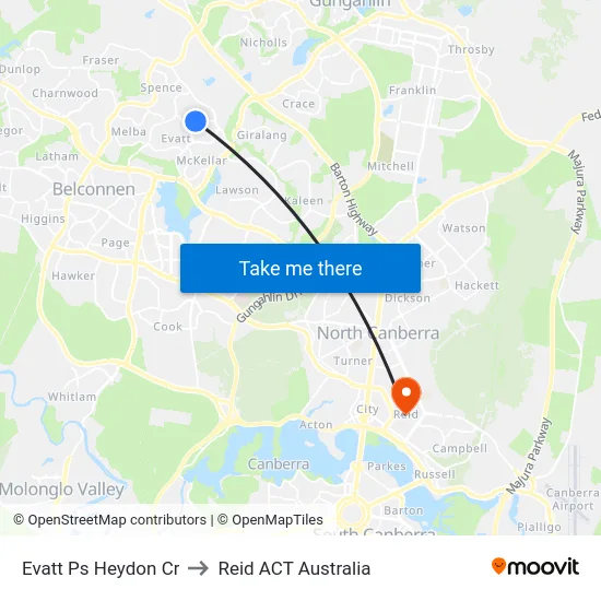 Evatt Ps Heydon Cr to Reid ACT Australia map
