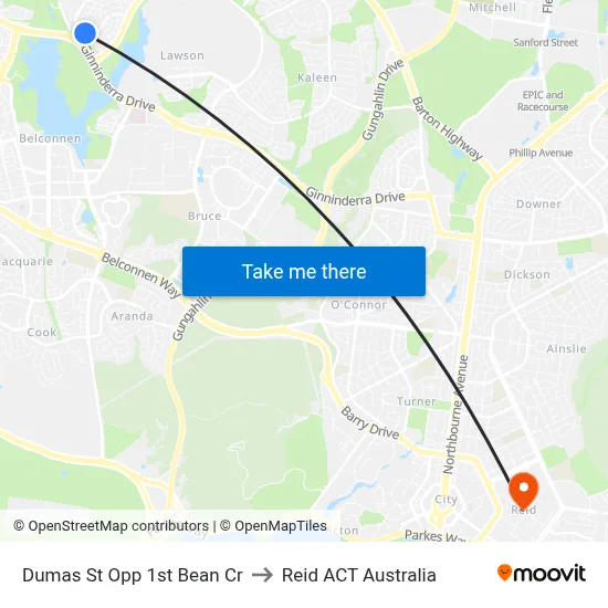Dumas St Opp 1st Bean Cr to Reid ACT Australia map