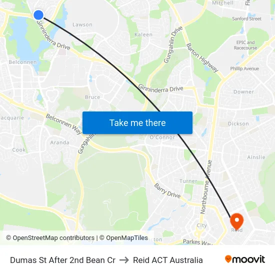 Dumas St After 2nd Bean Cr to Reid ACT Australia map