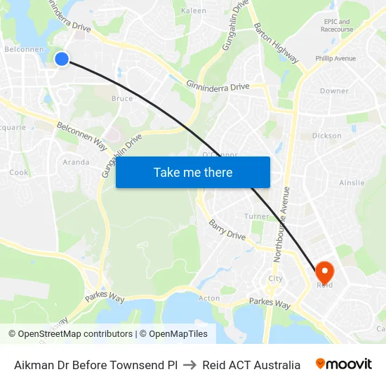 Aikman Dr Before Townsend Pl to Reid ACT Australia map