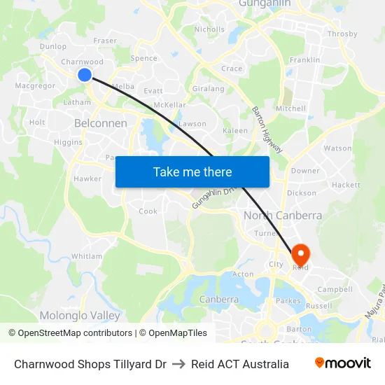 Charnwood Shops Tillyard Dr to Reid ACT Australia map