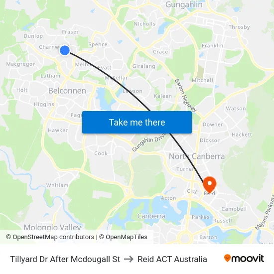 Tillyard Dr After Mcdougall St to Reid ACT Australia map