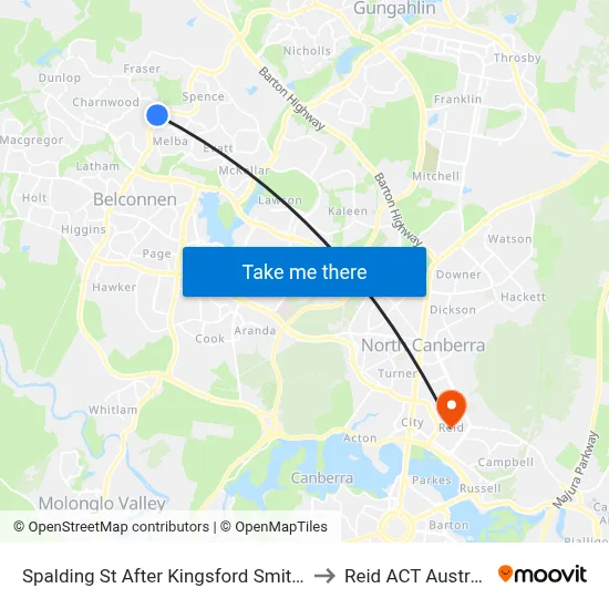 Spalding St After Kingsford Smith Dr to Reid ACT Australia map