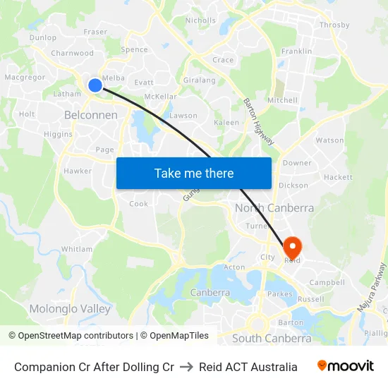 Companion Cr After Dolling Cr to Reid ACT Australia map