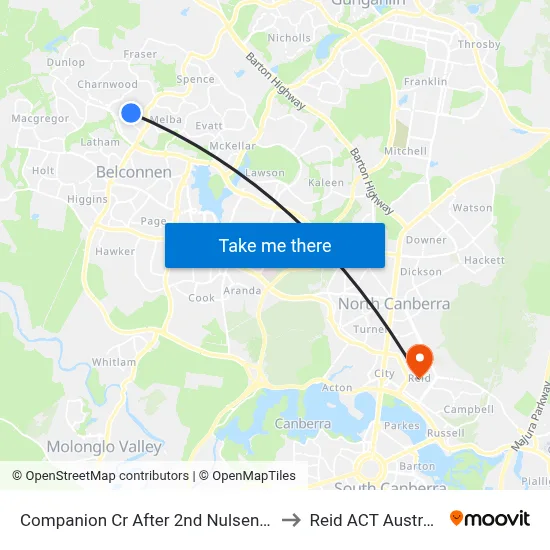 Companion Cr After 2nd Nulsen Cct to Reid ACT Australia map