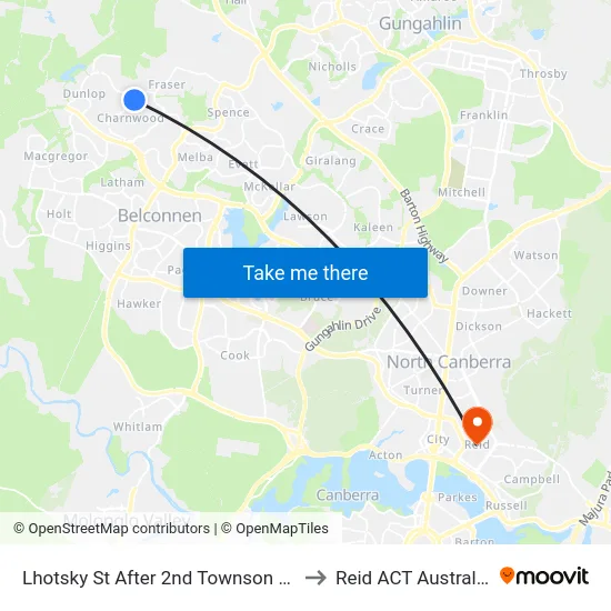 Lhotsky St After 2nd Townson Cr to Reid ACT Australia map