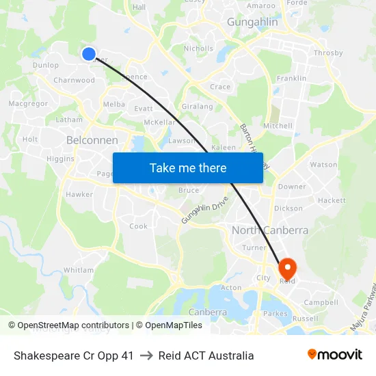 Shakespeare Cr Opp 41 to Reid ACT Australia map