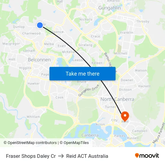 Fraser Shops Daley Cr to Reid ACT Australia map