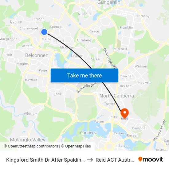 Kingsford Smith Dr After Spalding St to Reid ACT Australia map