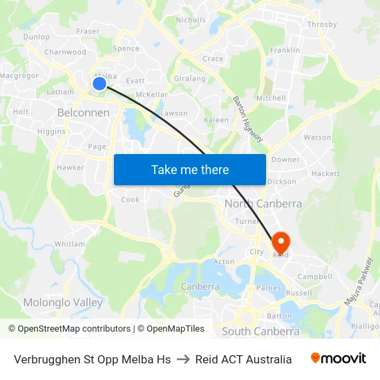 Verbrugghen St Opp Melba Hs to Reid ACT Australia map