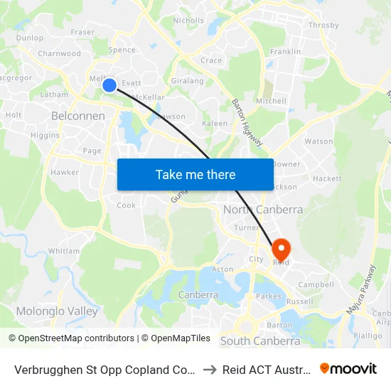 Verbrugghen St Opp Copland College to Reid ACT Australia map