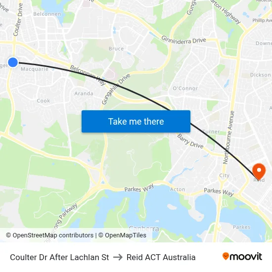 Coulter Dr After Lachlan St to Reid ACT Australia map