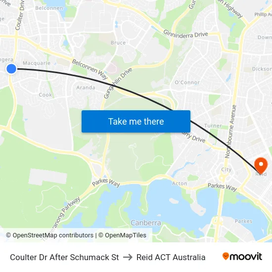 Coulter Dr After Schumack St to Reid ACT Australia map