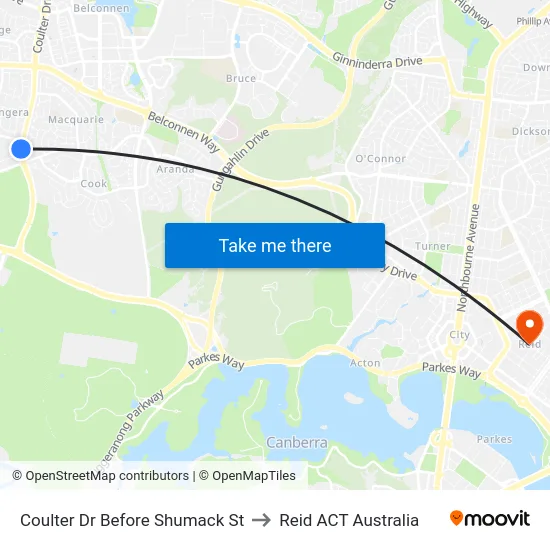 Coulter Dr Before Shumack St to Reid ACT Australia map