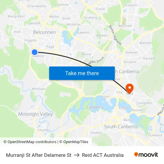 Murranji St After Delamere St to Reid ACT Australia map