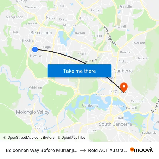 Belconnen Way Before Murranji St to Reid ACT Australia map