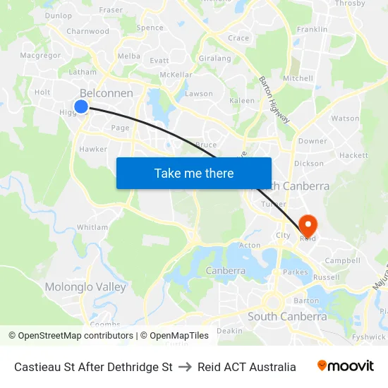 Castieau St After Dethridge St to Reid ACT Australia map