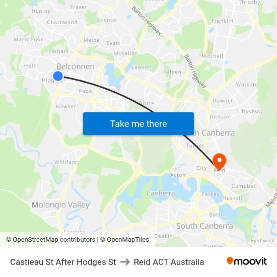 Castieau St After Hodges St to Reid ACT Australia map
