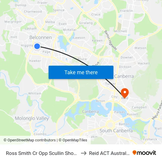 Ross Smith Cr Opp Scullin Shops to Reid ACT Australia map