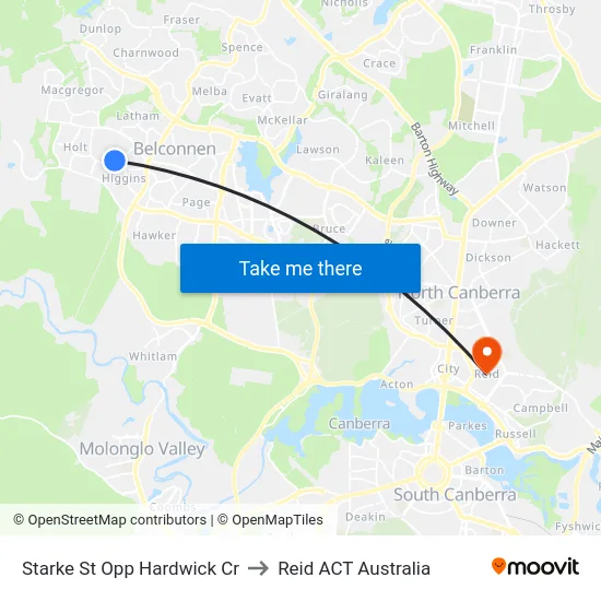 Starke St Opp Hardwick Cr to Reid ACT Australia map