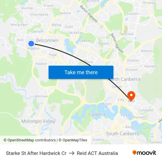 Starke St After Hardwick Cr to Reid ACT Australia map